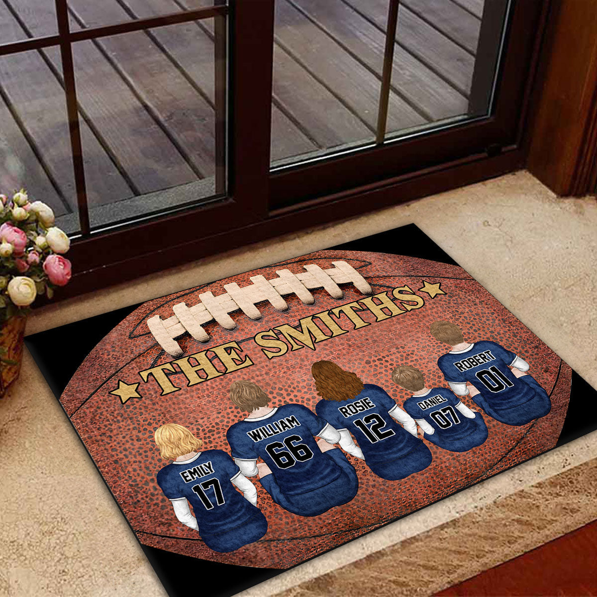 American Football Family - Personalized Custom Doormat