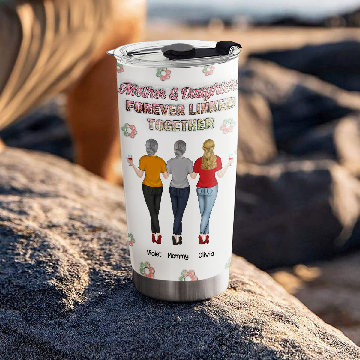 Mother And Daughter Linked Forever - Personalized Custom 3D Inflated Effect Tumbler