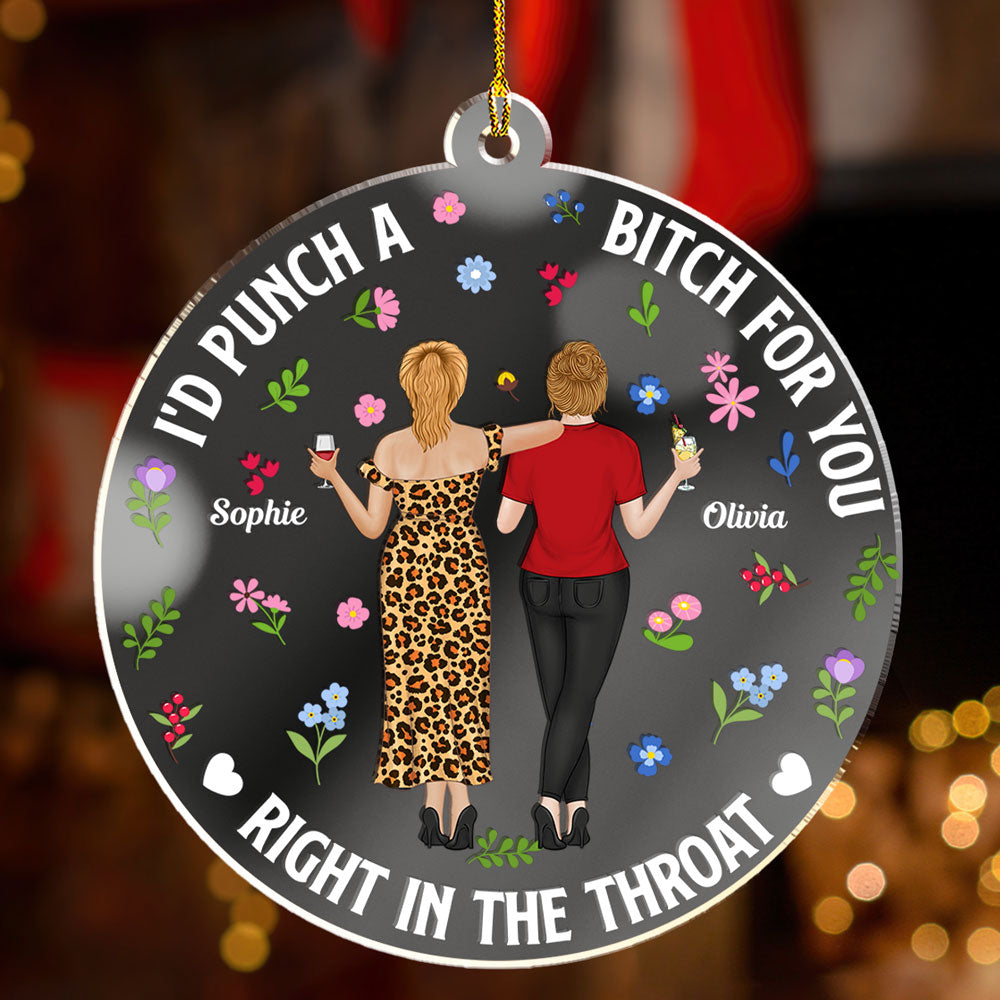 Punch Bitch Besties - Personalized Custom Mirrored Acrylic Ornament