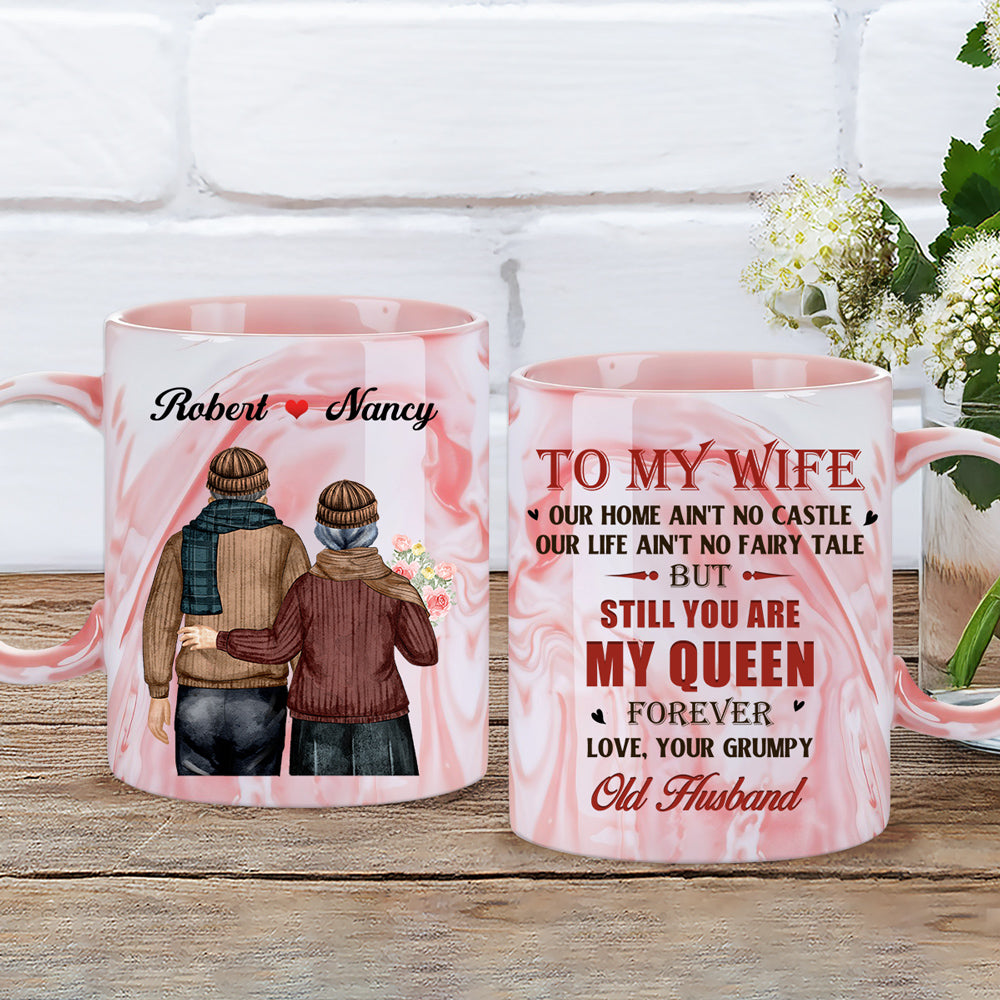 You Are My Queen Forever - Personalized Custom Pink Marble Mug
