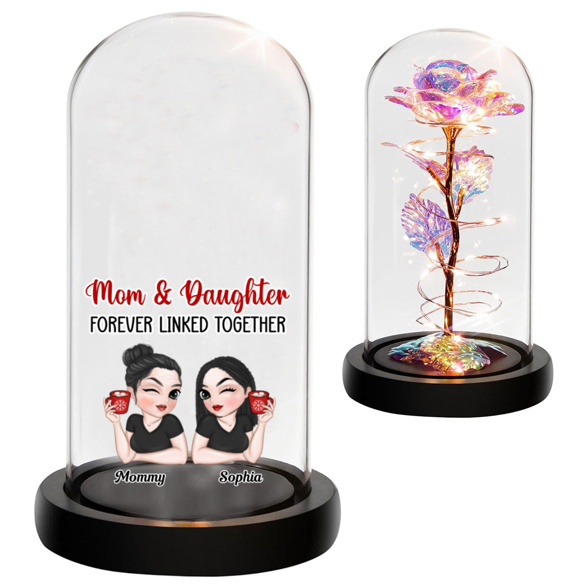 Mom And Daughter - Personalized Custom Sparkly Rose
