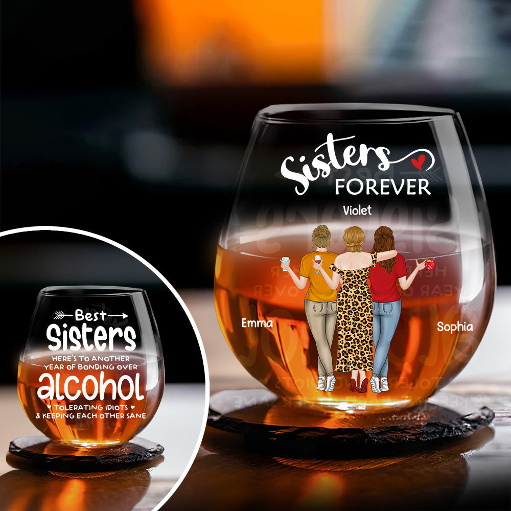 Laughing & Keeping Each Other Sane - Personalized Custom Wine Glass