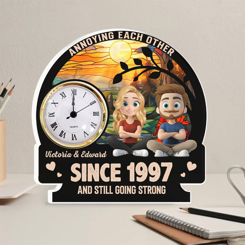 Annoying Each Other - Personalized Custom Acrylic Desk Clock Plaque