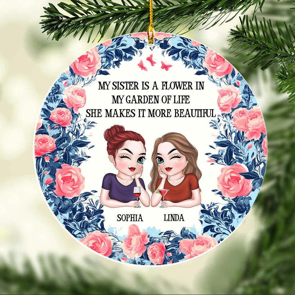 Sister Lights Up Life - Personalized Custom Acrylic Ornament