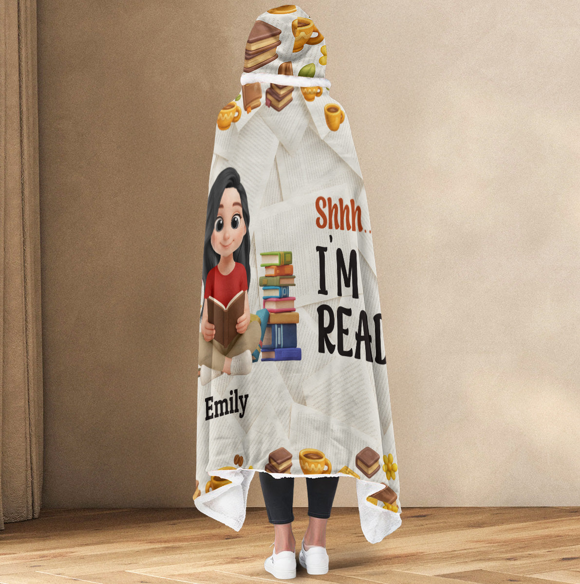 Book Lover Reading - Personalized Custom Hooded Blanket