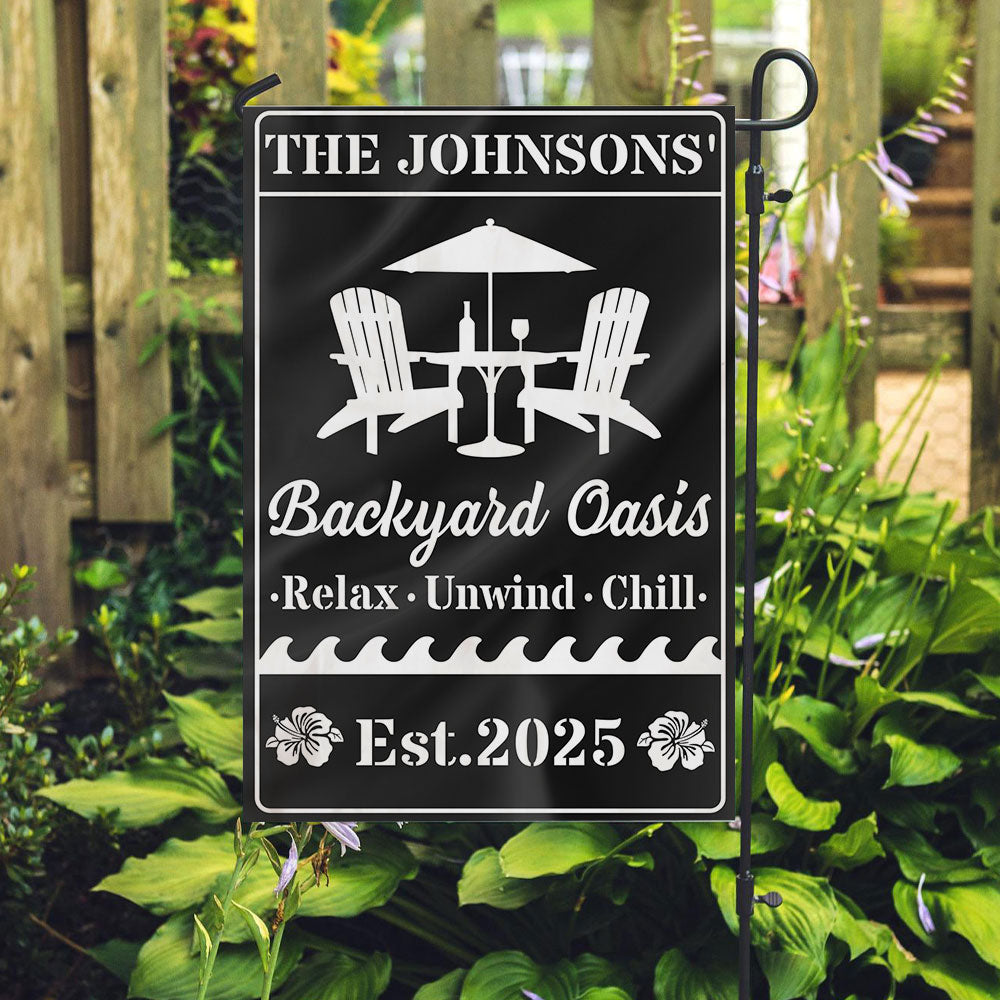 Welcome To Our Backyard Oasis - Personalized Custom Flag