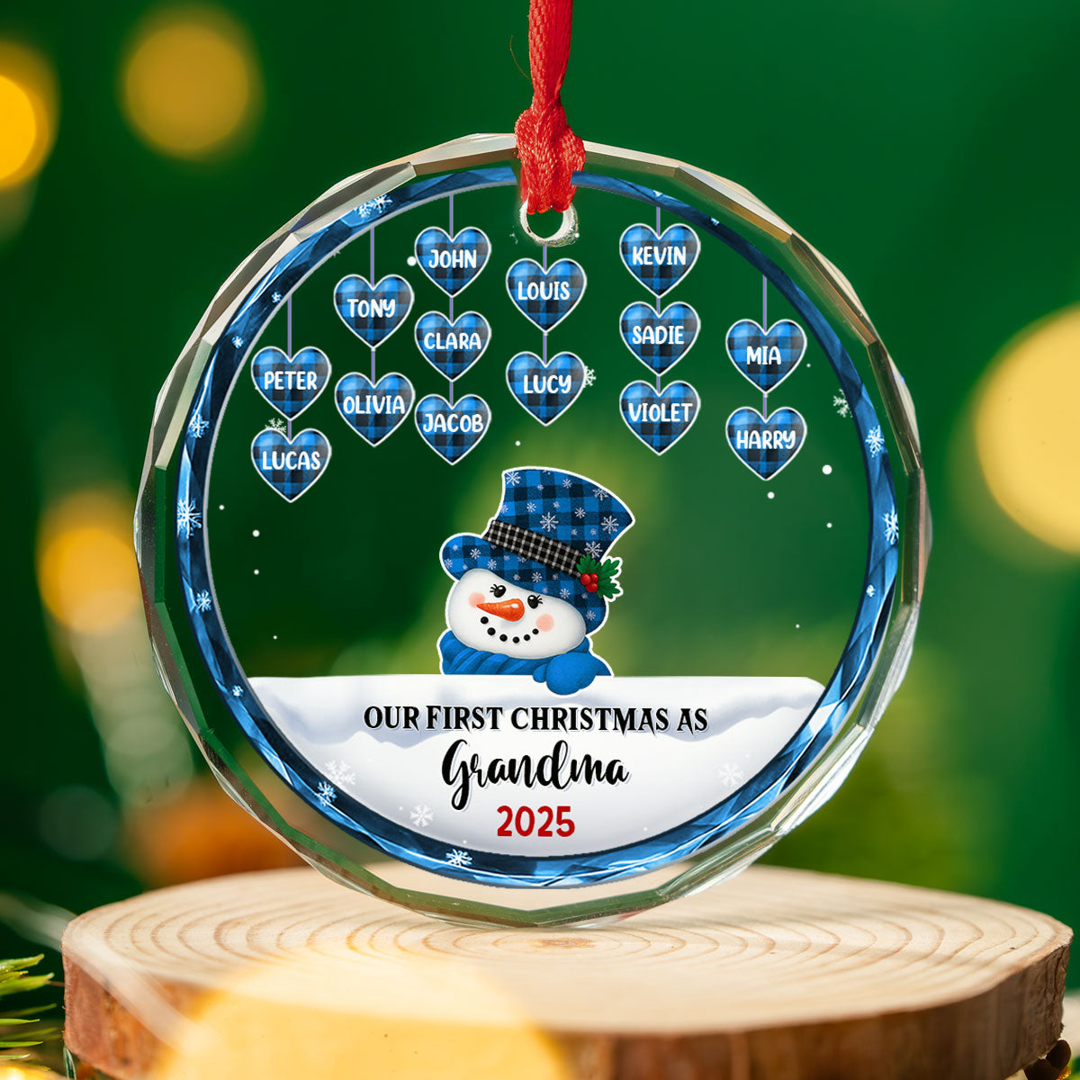 Grandparents Snowman Christmas - Personalized Custom Glass Ornament