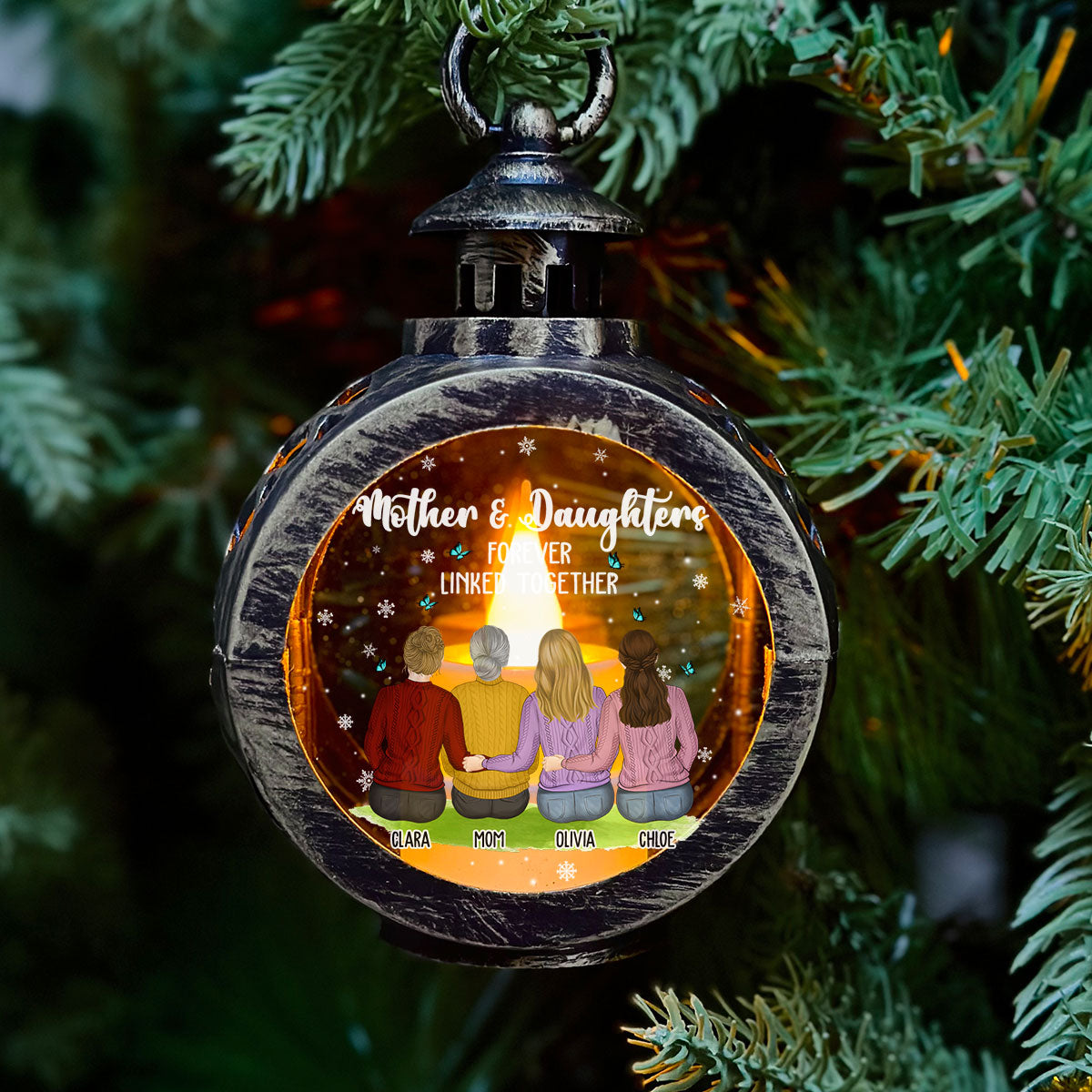 Mother & Daughter Forever Linked Together - Personalized Custom Christmas Lantern
