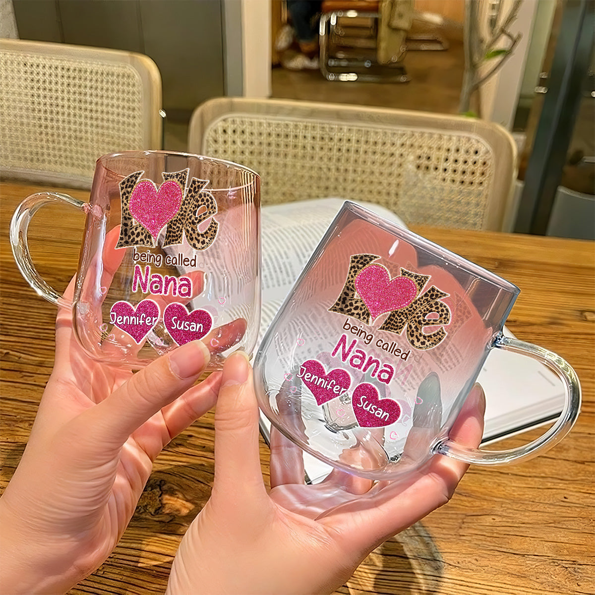 Love Being Called Grandma - Personalized Custom Pink Gradient Glass Mug