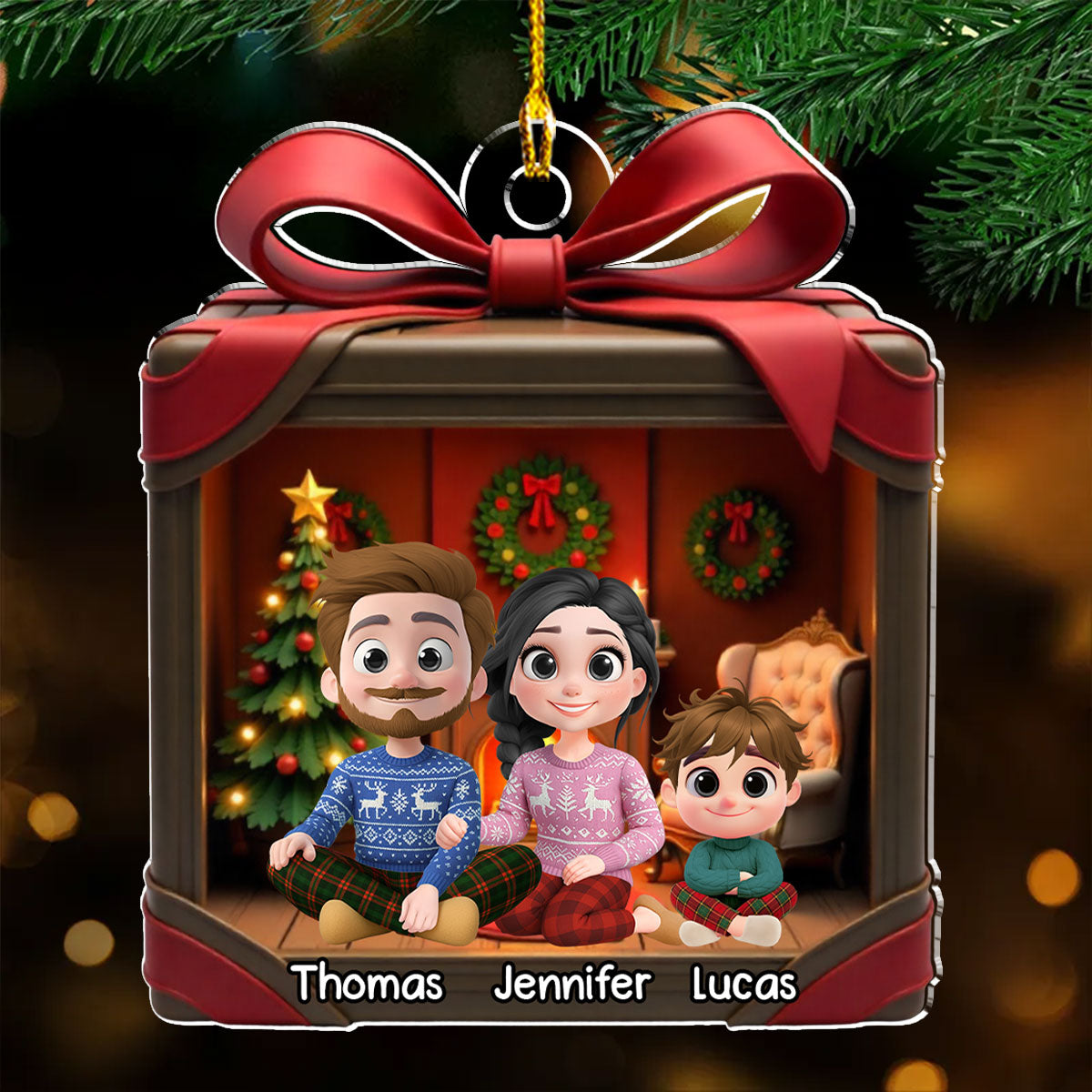 Wrapped With Love - Personalized Custom 3D Effect Acrylic Ornament