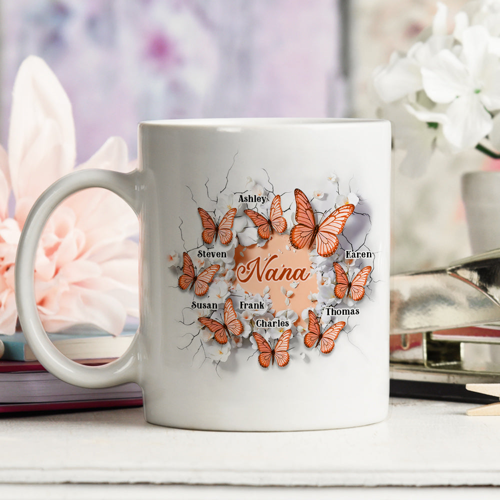 Grandma Butterfly - Personalized Custom 3D Inflated Effect Coffee Mug