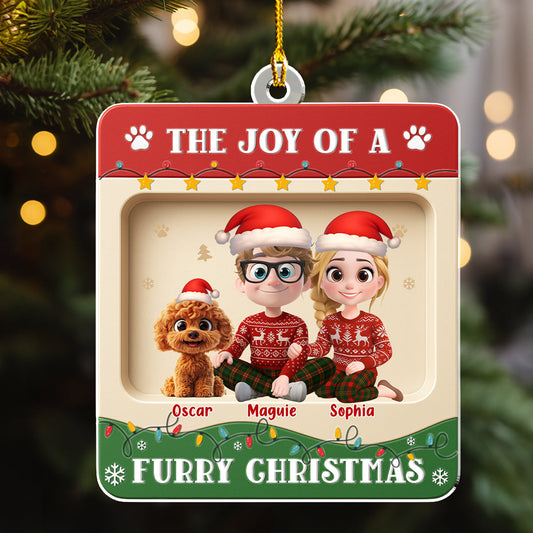 Furry Christmas - Personalized Custom 3D Effect Acrylic Ornament