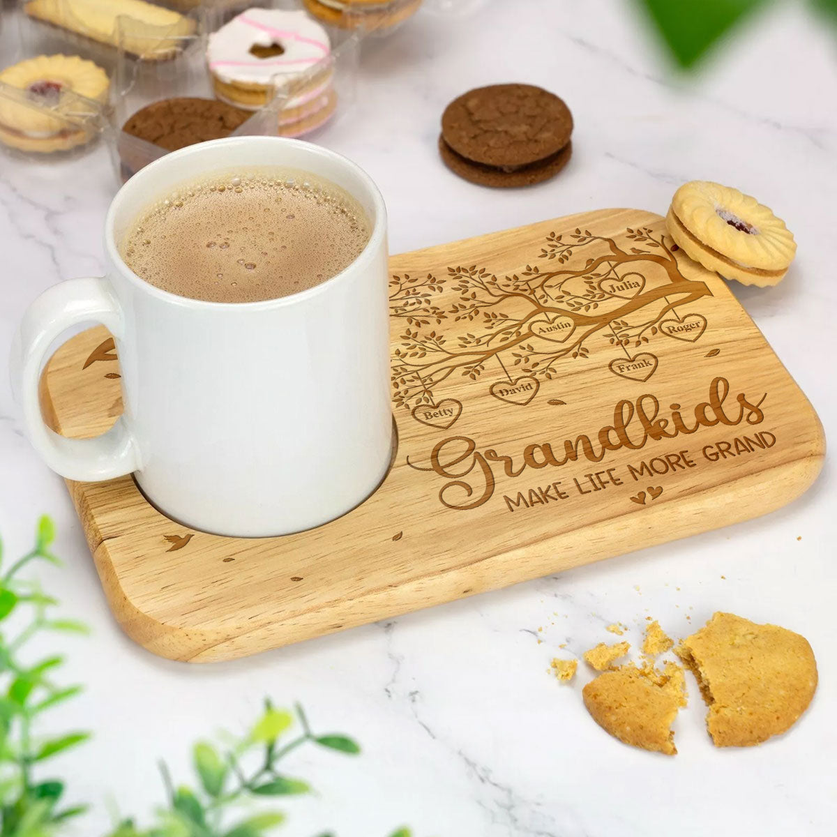 Grandchildren Make Life More Grand - Personalized Custom Wooden Treat Board