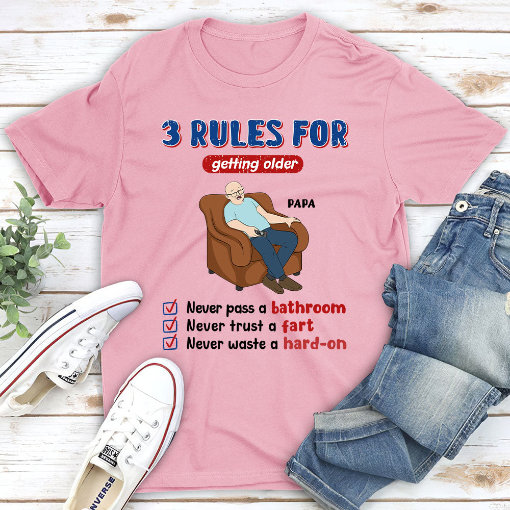 Grandpa Rules Laugh Leak Repeat - Personalized Custom Shirt