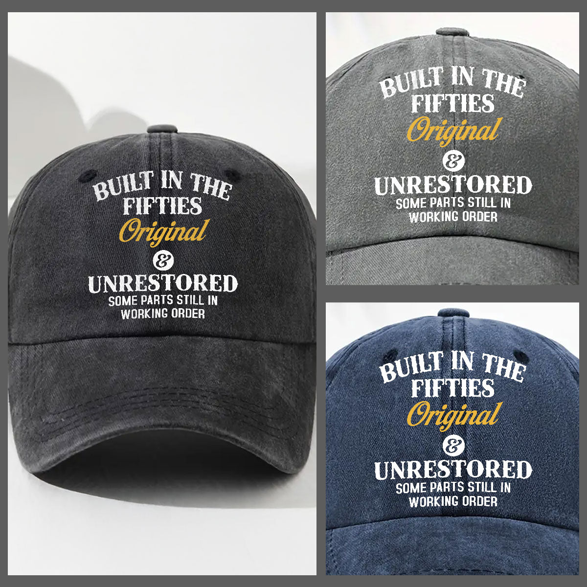 Original And Unrestored - Personalized Custom Vintage Washed Denim Cap