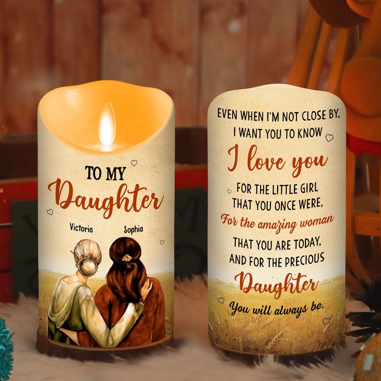 To My Daughter I Love You - Personalized Custom LED Candle