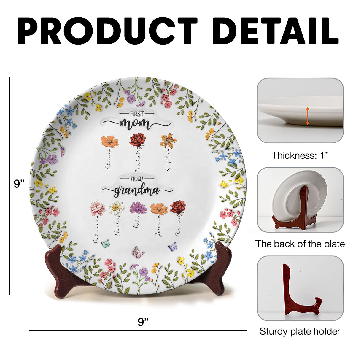 First Mom Now Grandma - Personalized Custom 3D Inflated Effect Plate