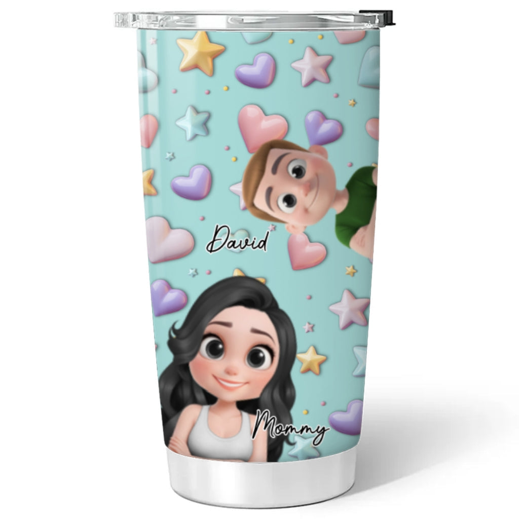 Cute Mommy And Children - Personalized Custom 3D Effect Tumbler