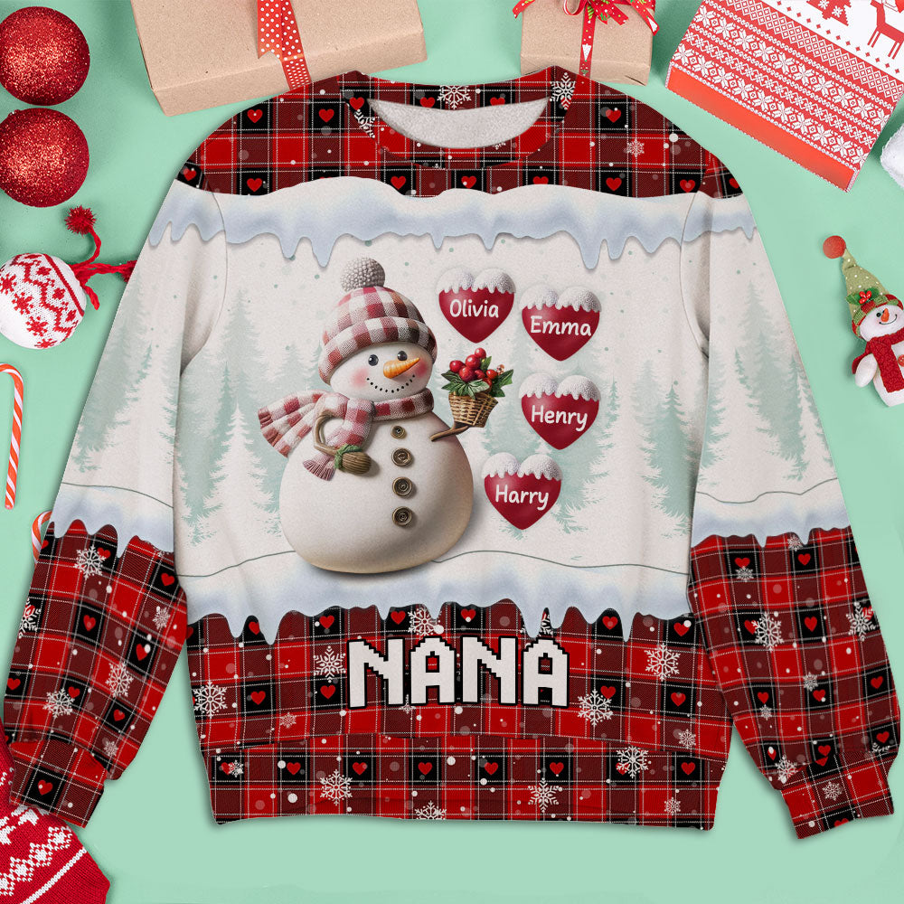 Snowman Grandma - Personalized Custom All-Over-Print Sweatshirt