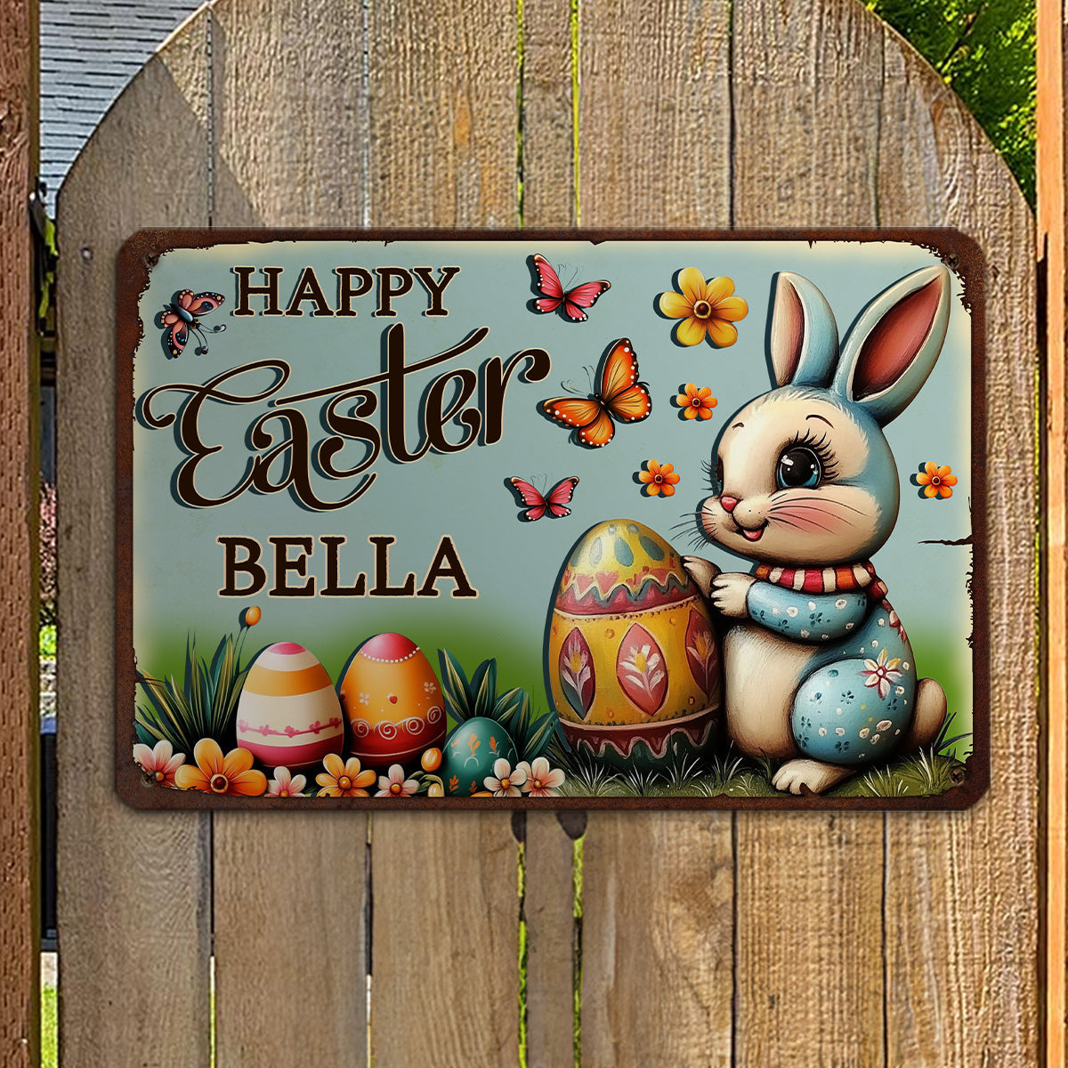 Bunny Festival Fun - Personalized Custom 3D Inflated Effect Metal Sign