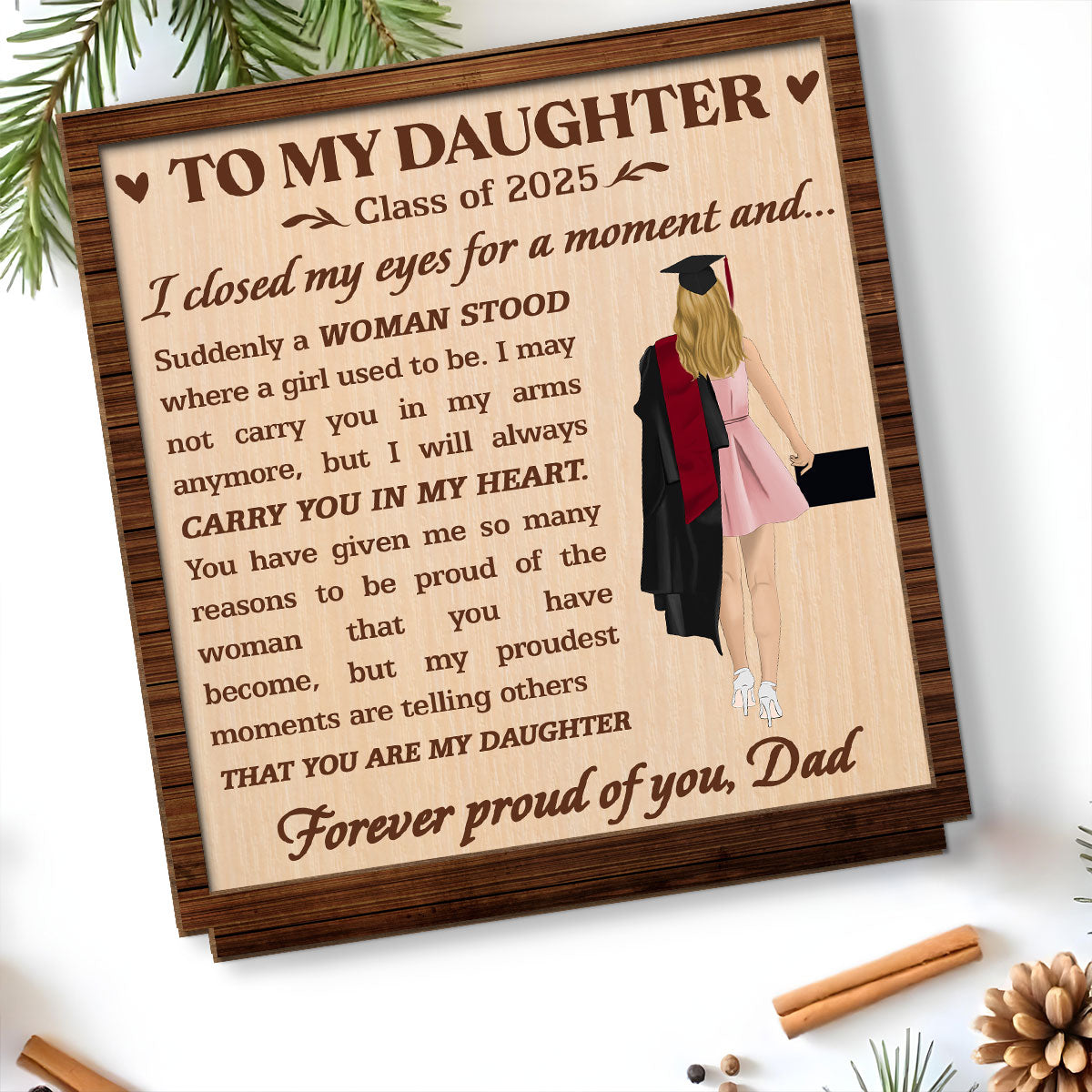 Forever Proud Of You - Personalized Custom 2-Layer Wood Plaque With Flat Base