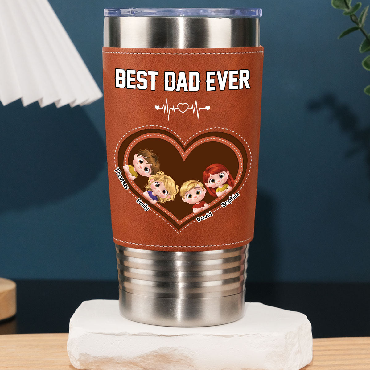 Best Dad - Personalized Custom Leather Tumbler