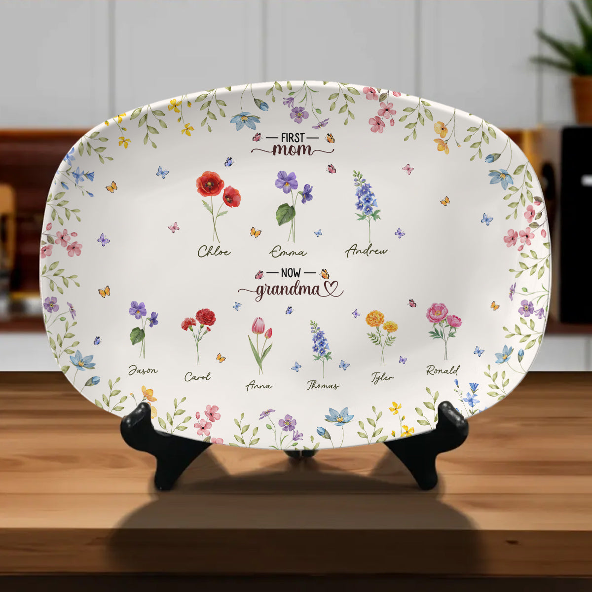First Mom Now Grandma - Personalized Custom Platter