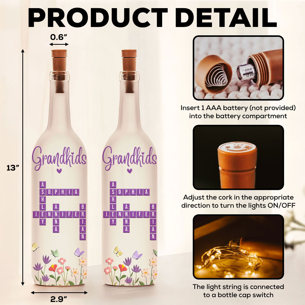 Grandkids Love - Personalized Custom Bottle Lamp