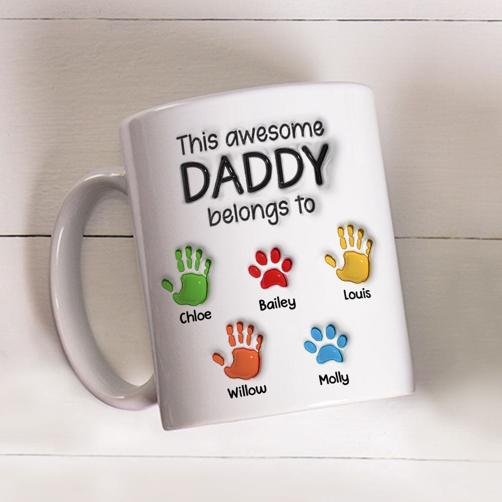 This Awesome Grandpa Belongs To - Personalized Custom 3D Inflated Effect Mug