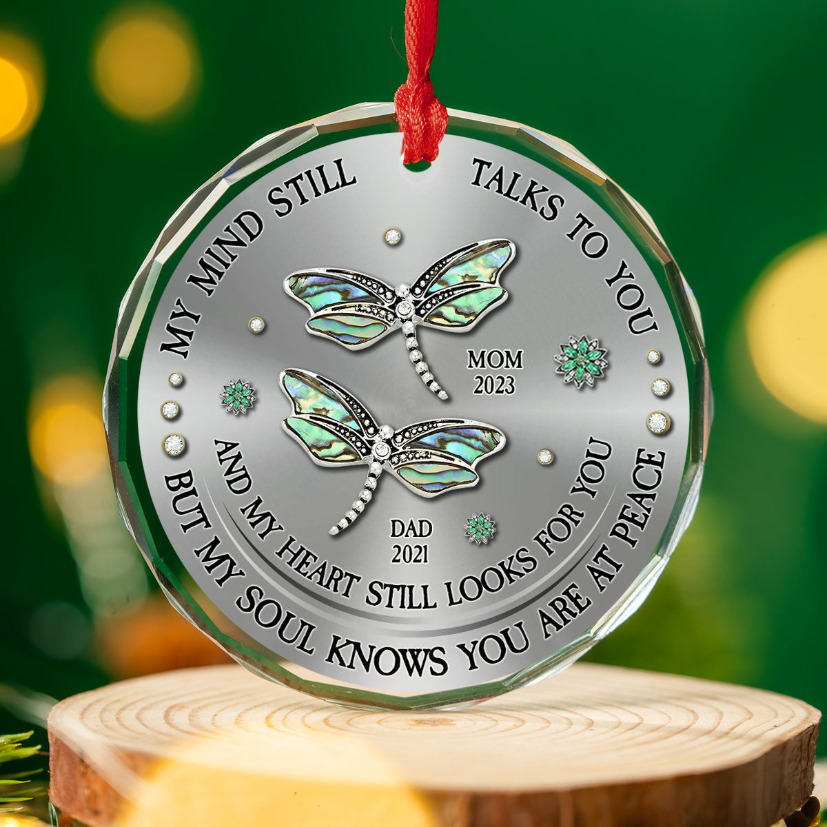 Dragonfly My Mind My Heart My Soul - Personalized Custom Glass Ornament