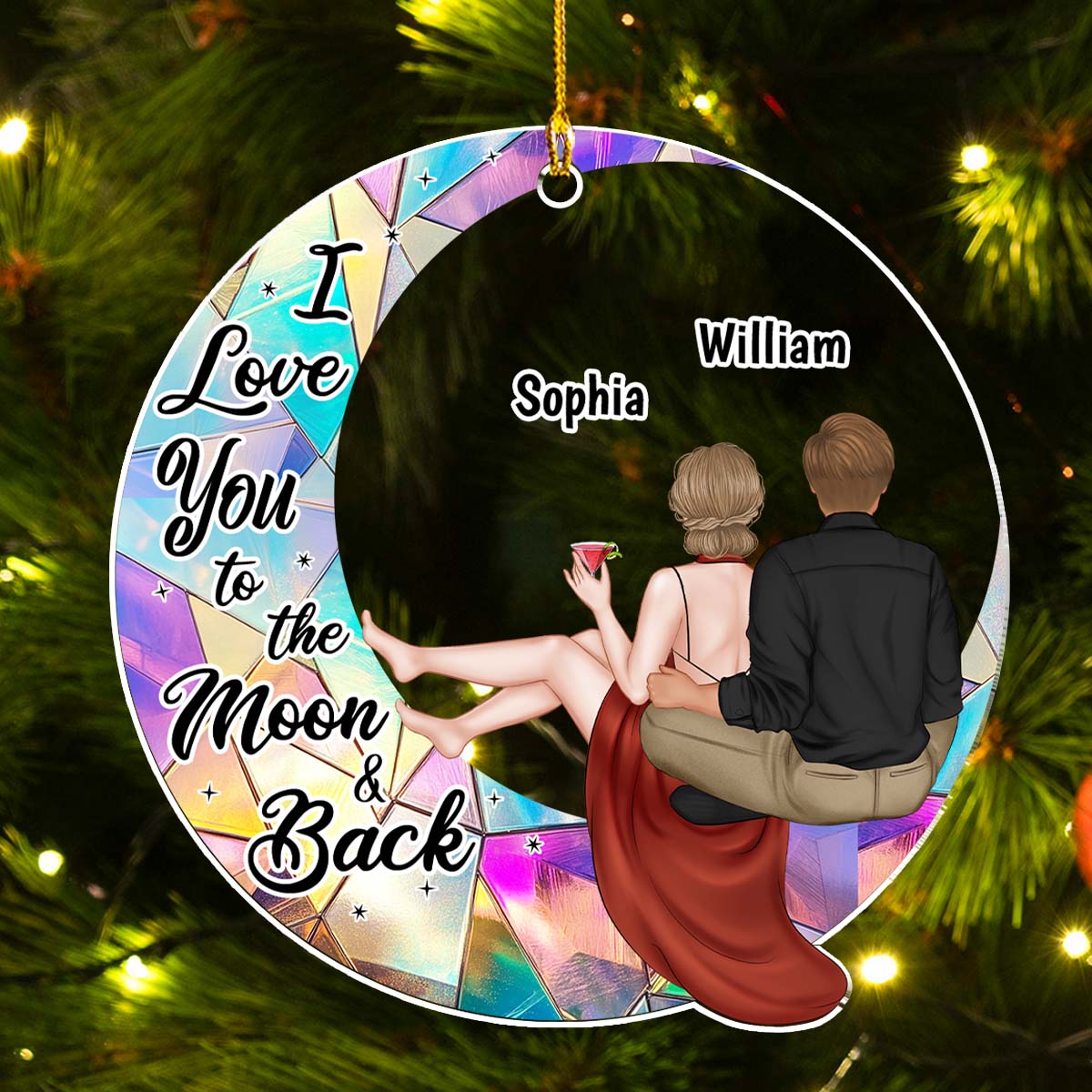 To The Moon And Back - Personalized Custom Acrylic Ornament