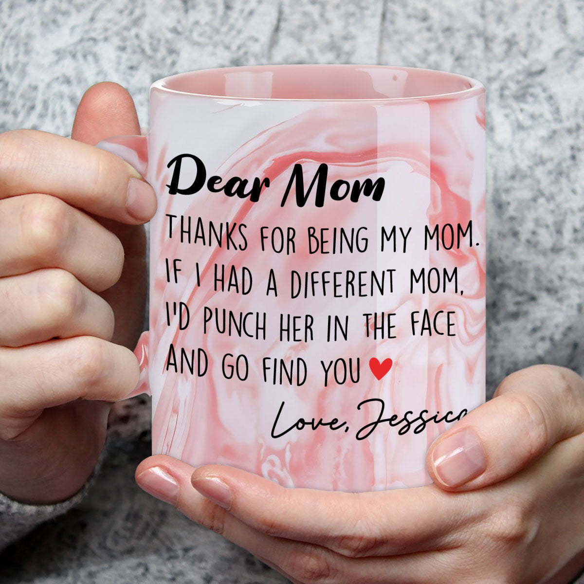 Another Mom - Personalized Custom Pink Marble Mug