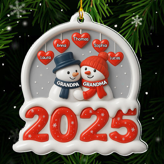 Grandma Grandpa And Grandkids Christmas - Personalized Custom Acrylic Ornament