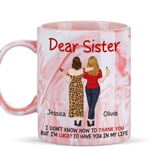 Lucky To Have You - Personalized Custom Pink Marble Mug