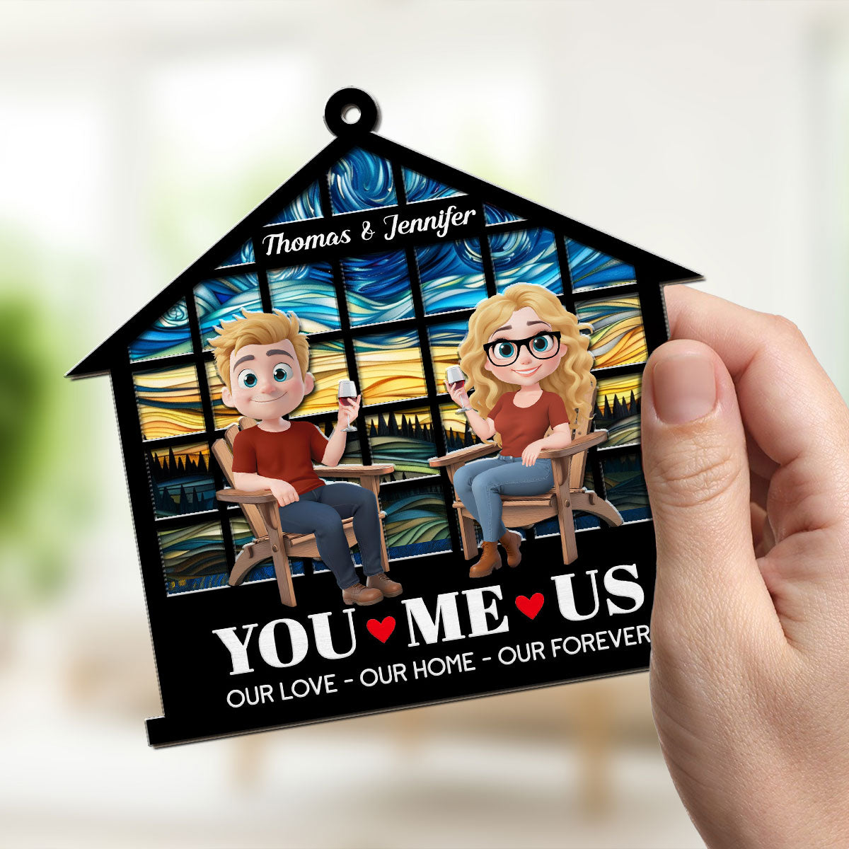 Home Begins With Our Love -  Personalized Custom Suncatcher
