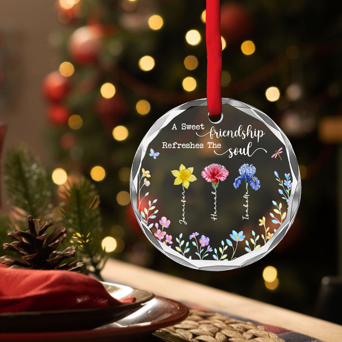 A Sweet Friendship - Personalized Custom Glass Ornament