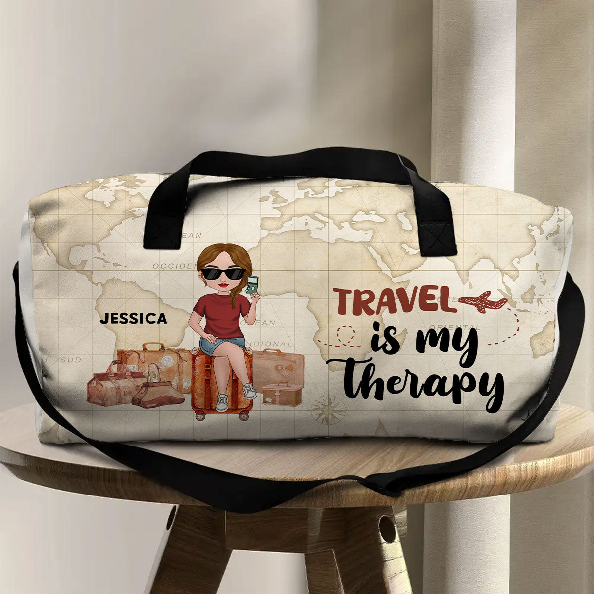 Travel Is My Therapy - Personalized Custom Duffle Bag