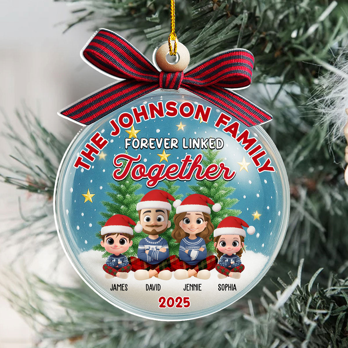 Family In Happy Ball - Personalized Custom Acrylic Ornament