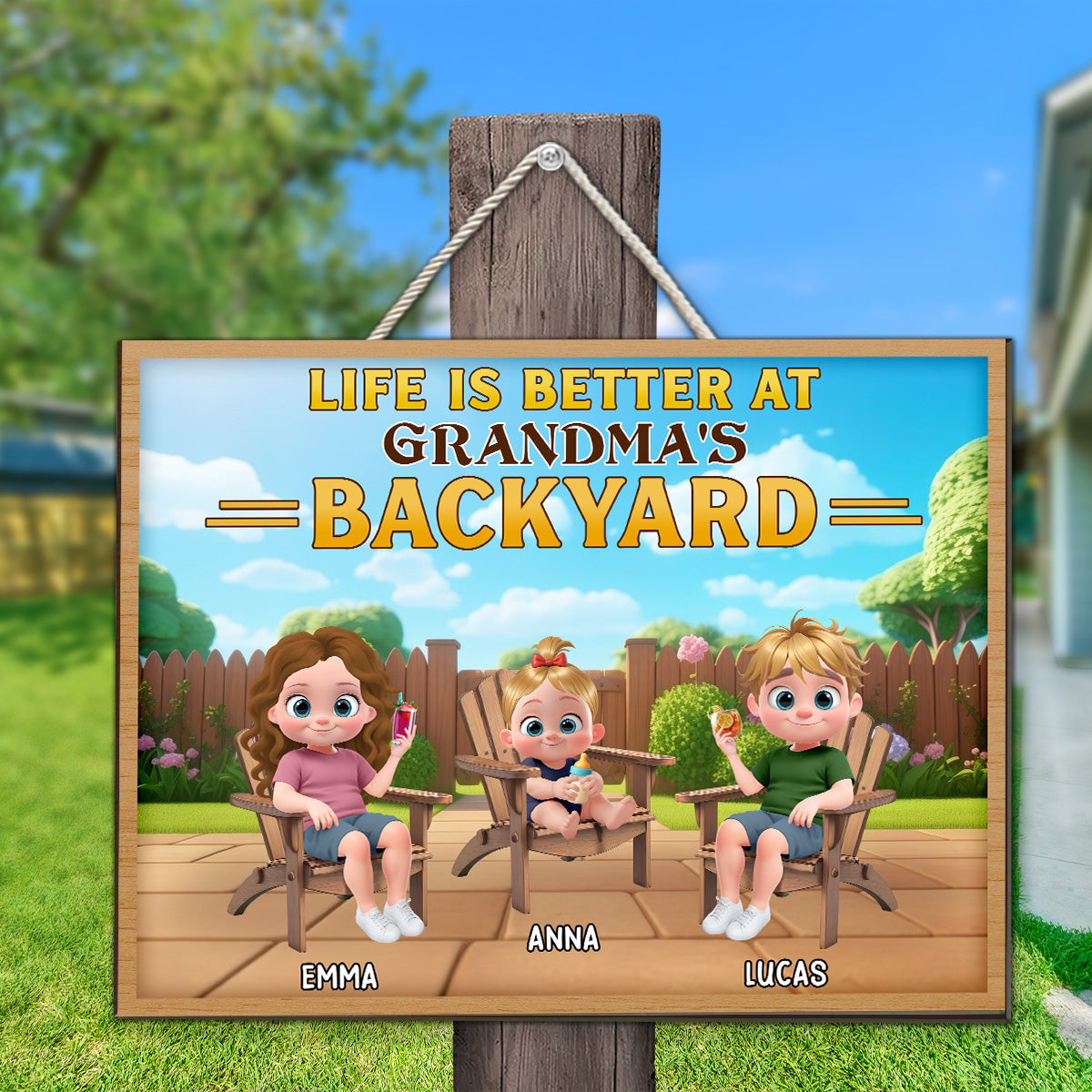 Welcome To Grandma Backyard - Personalized Custom Wood Sign