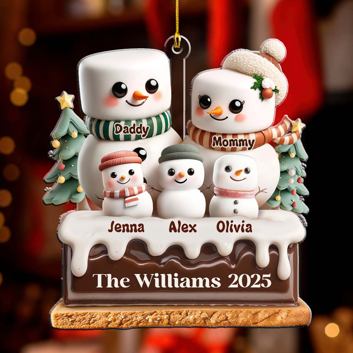 A Marshmallow Family Christmas - Personalized Custom Acrylic Ornament
