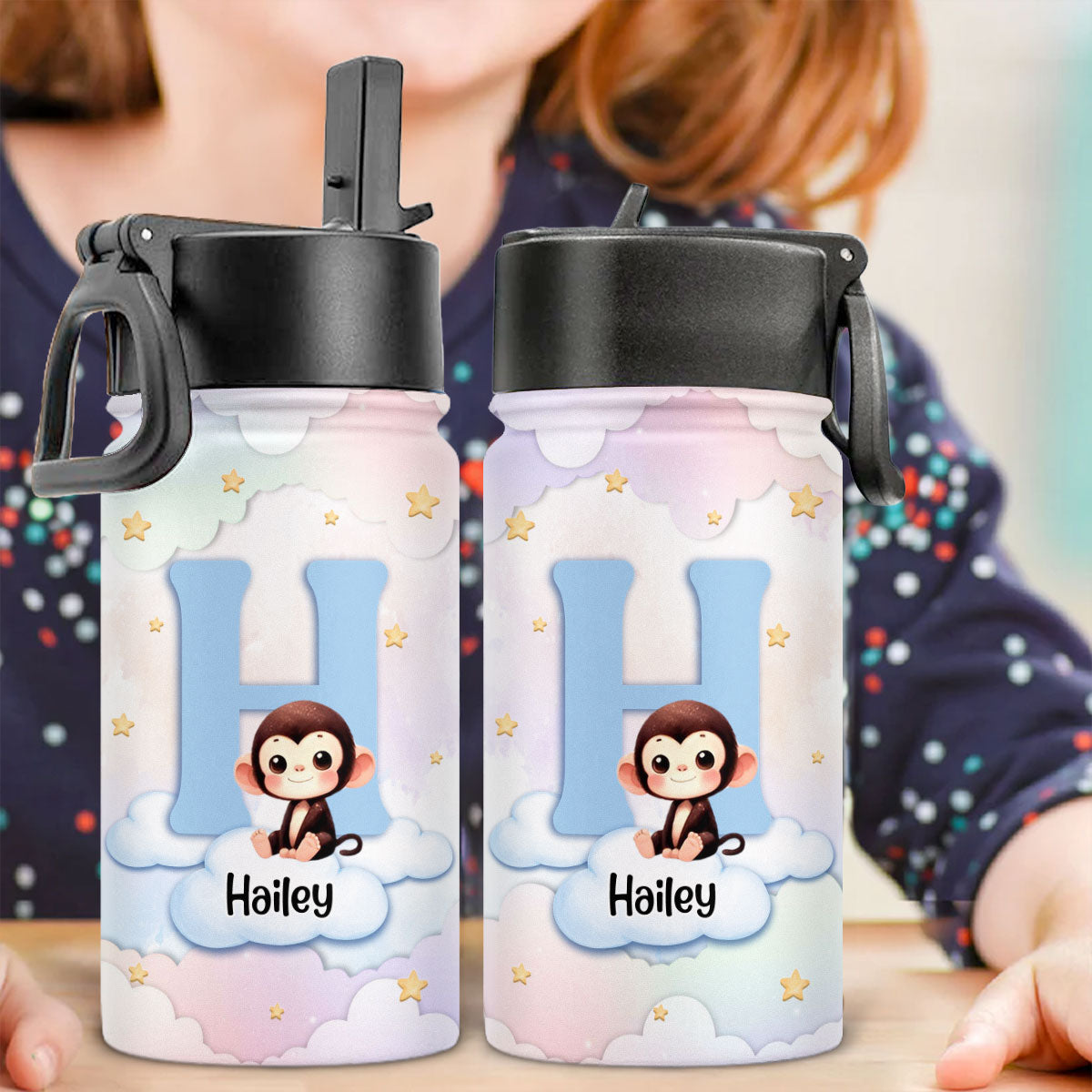 Cute Cartoon Rabbit - Personalized Custom Kids Water Bottle