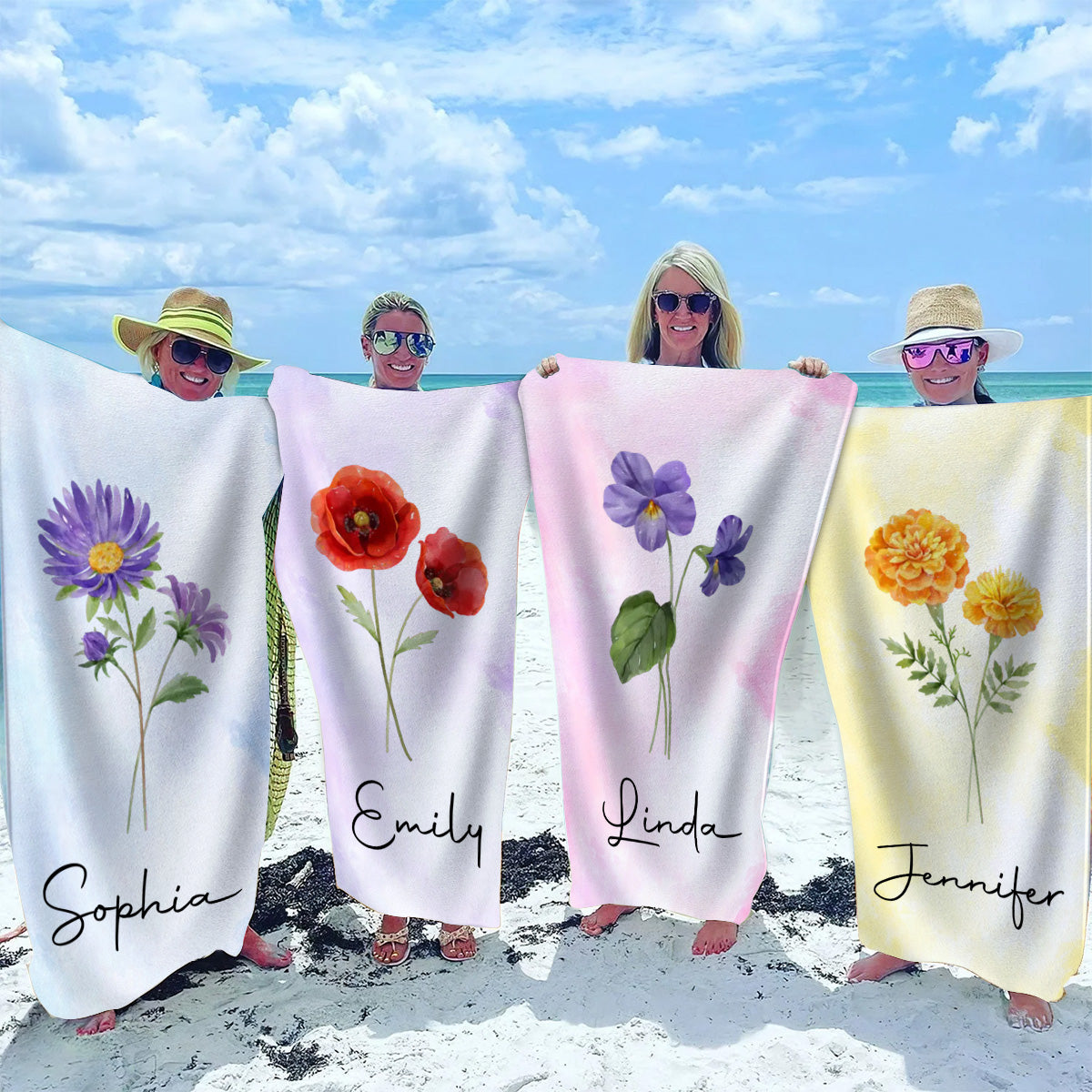 Beach Flower -  Personalized Custom Beach Towel