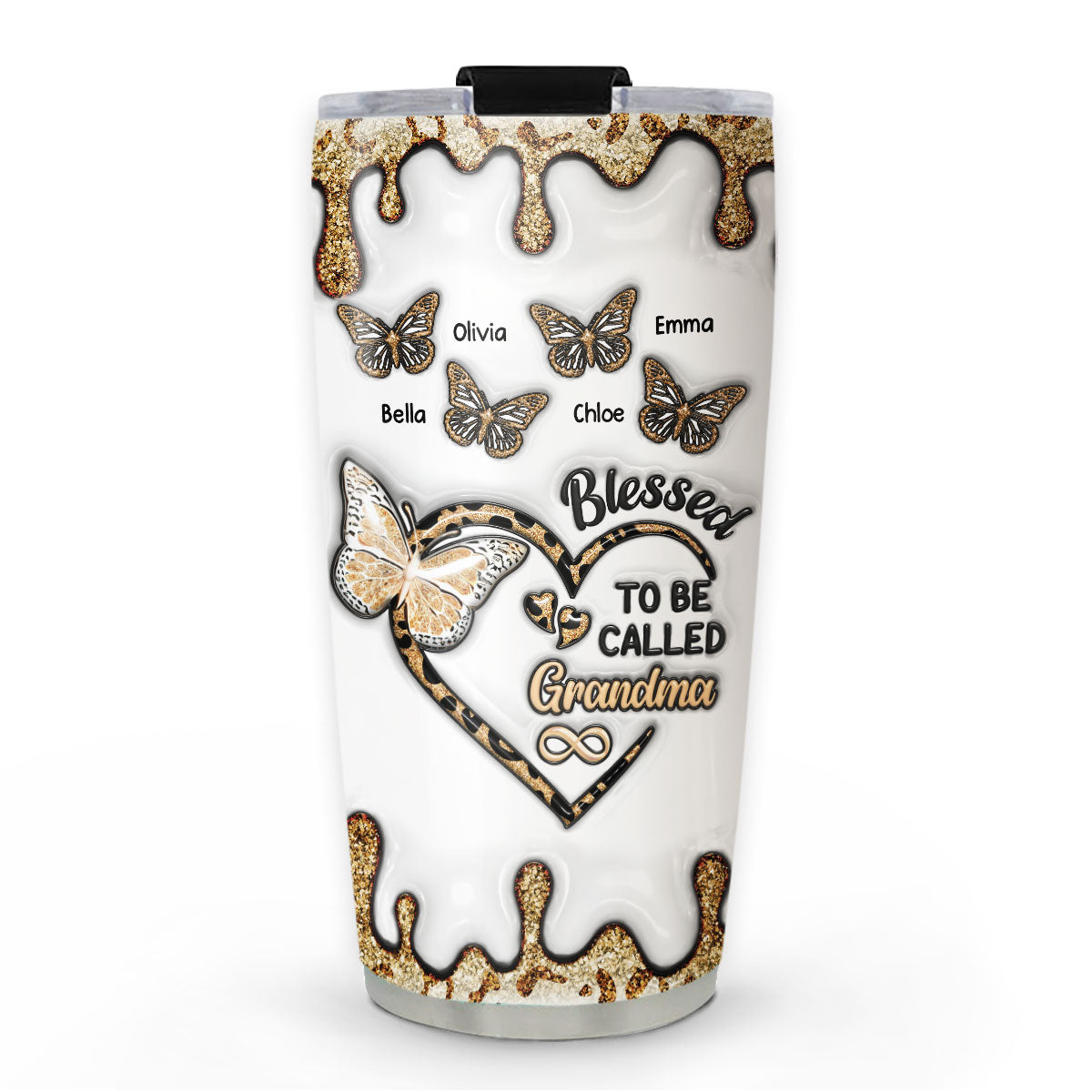Butterfly Grammy - Personalized Custom 3D Inflated Effect Tumbler