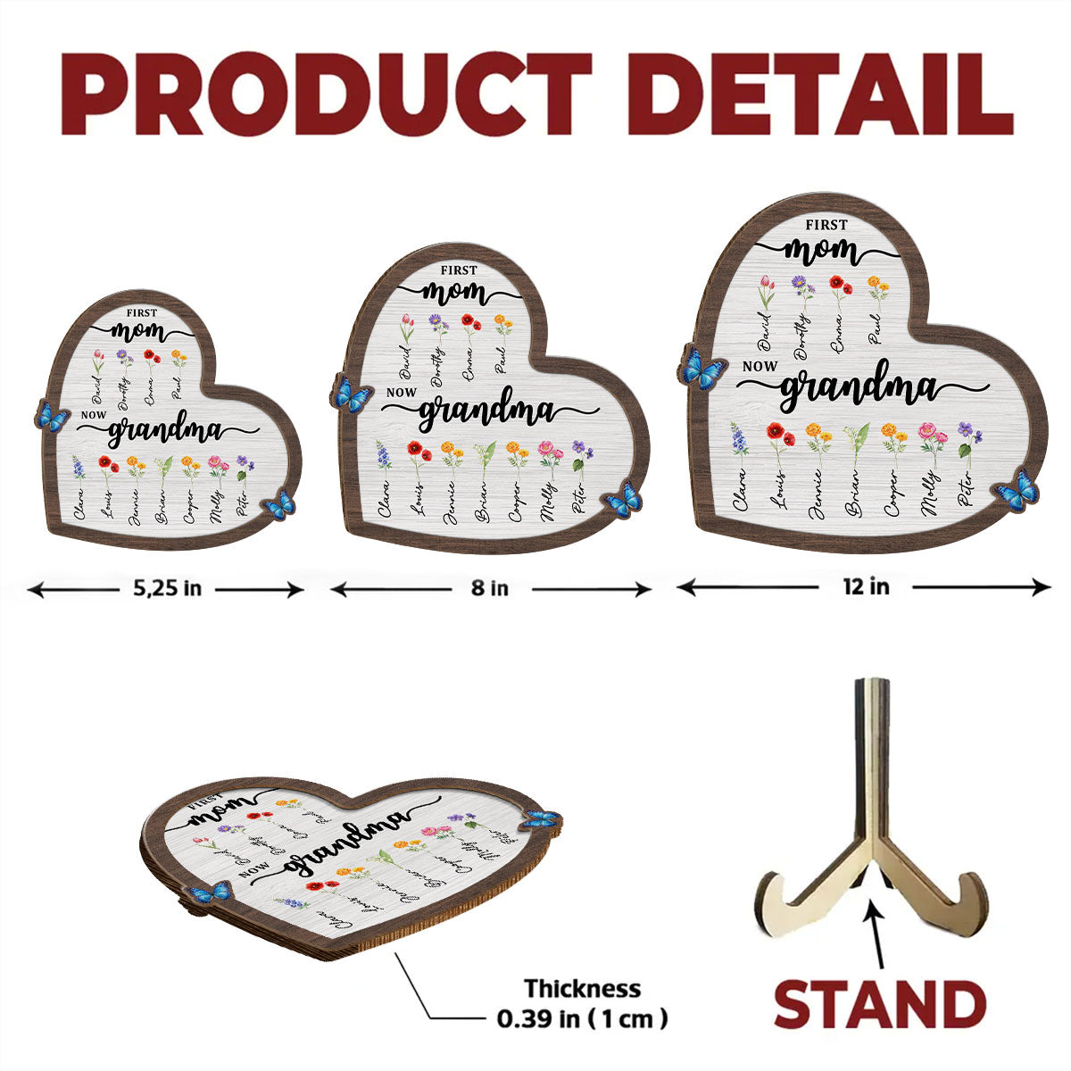 Flower Birth Month Garden Grandma - Personalized Custom Wooden Plaque