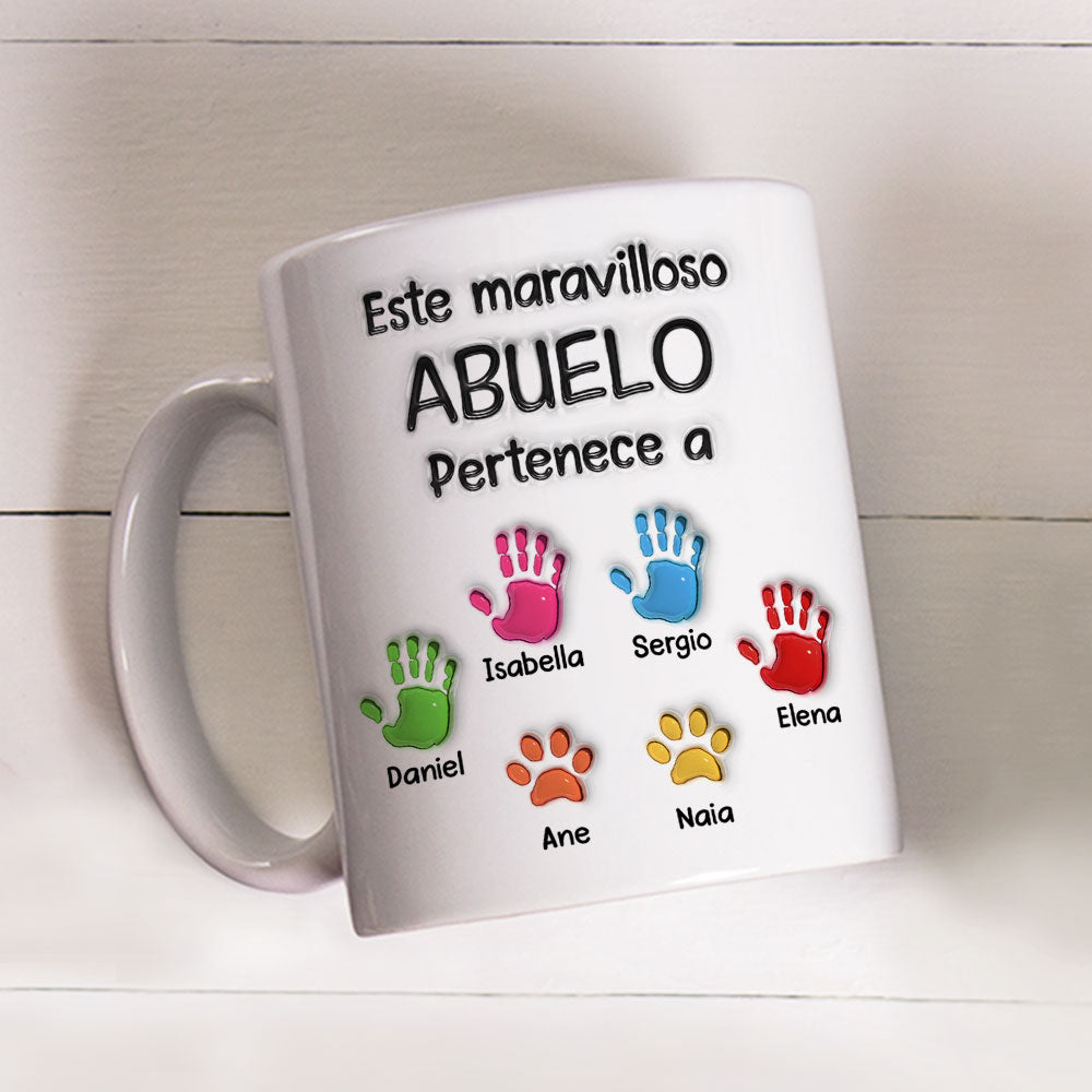 Este Maravilloso Padre Abuelo Pertenece A - Taza Personalizada con Efecto 3D Inflado