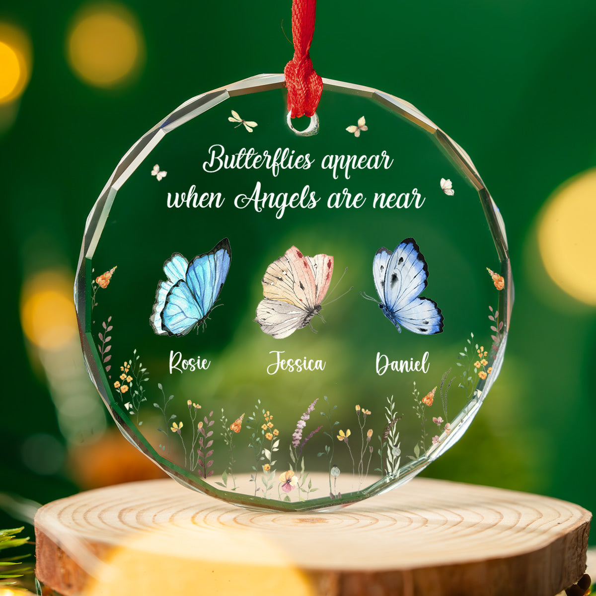 Butterflies Appear When Angels Are Near - Personalized Custom Glass Ornament