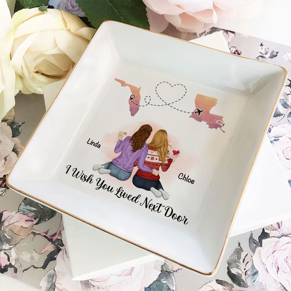 Friendship Knows No Distance - Personalized Jewelry Dish