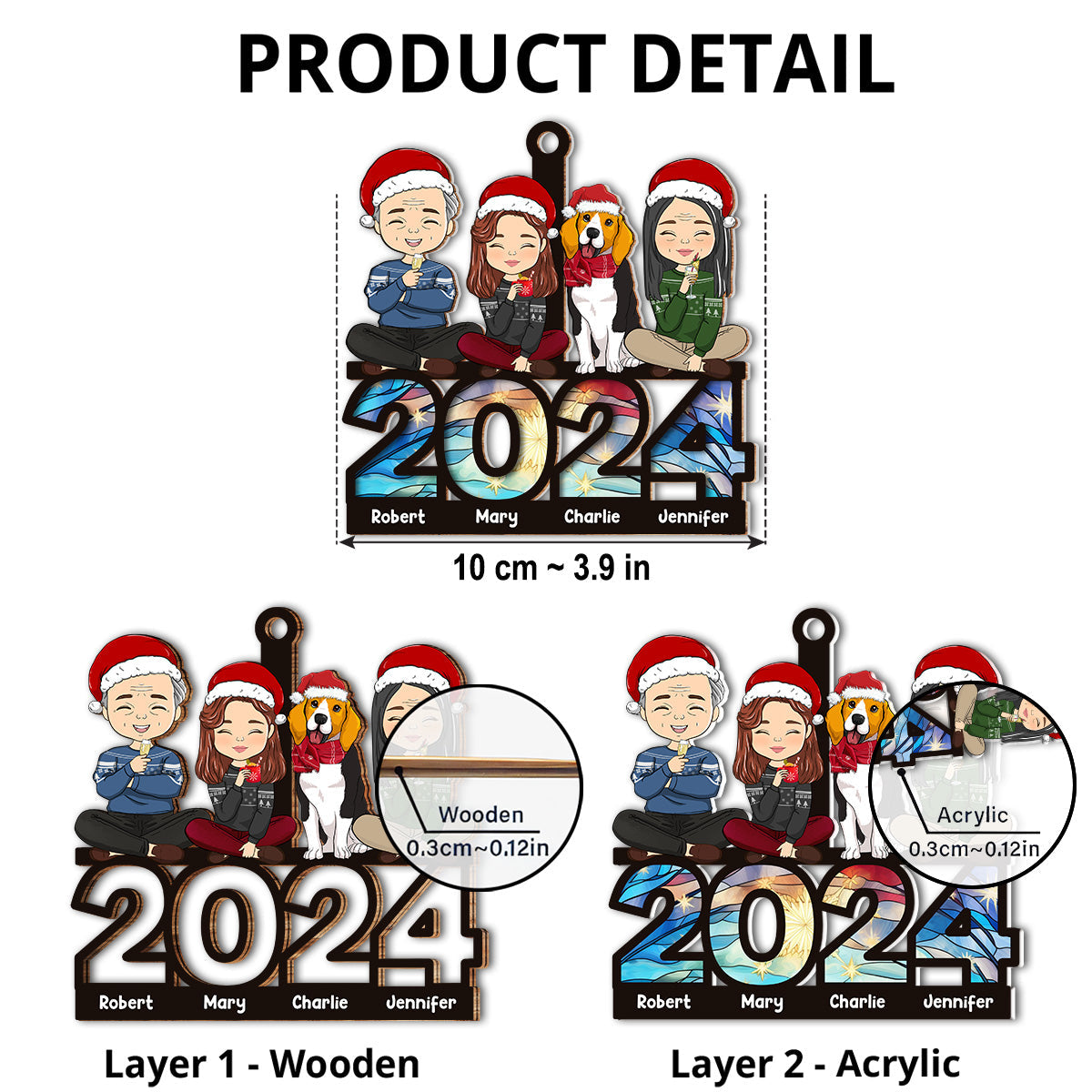 Family Sitting 2024 - Personalized Custom Suncatcher Ornament