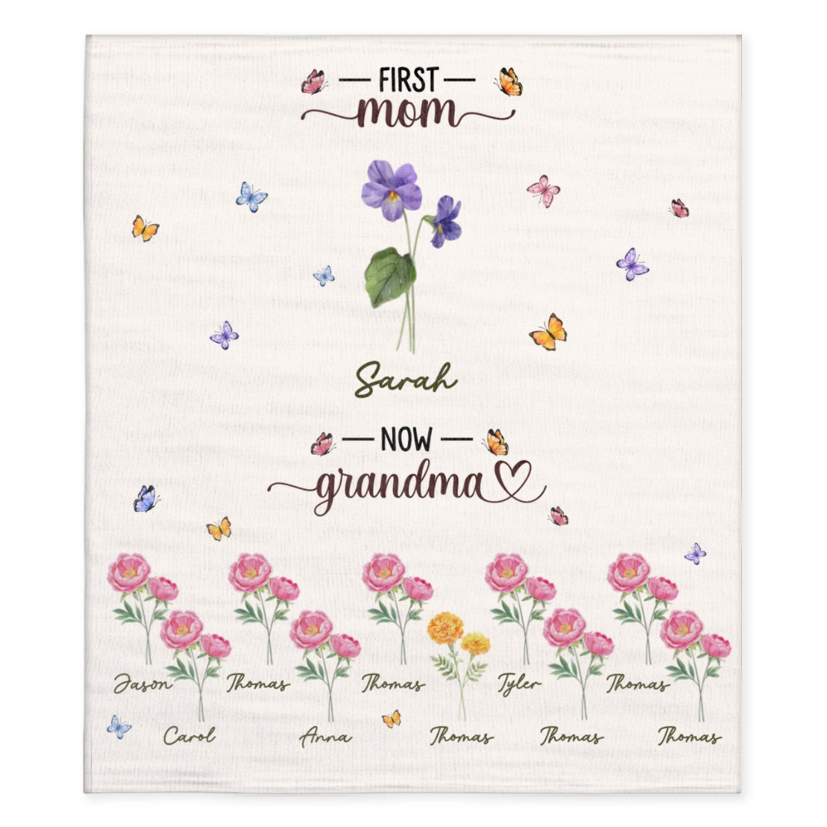 First Mom Now Grandma - Personalized Custom Fleece Blanket