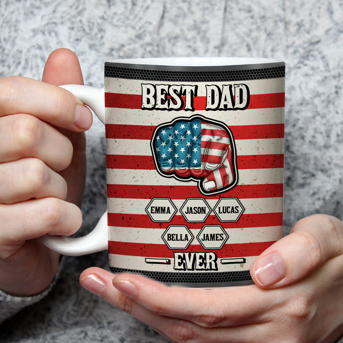 Strongest Dad - Personalized Custom 3D Inflated Effect Mug